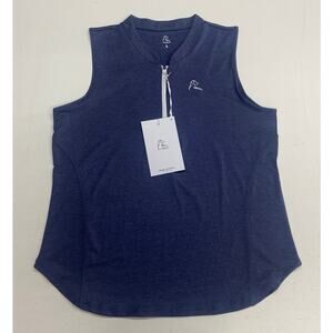 NEW Women Rhoback Annapolis Sleeveless 1/4 Zip performance golf polo shirt L